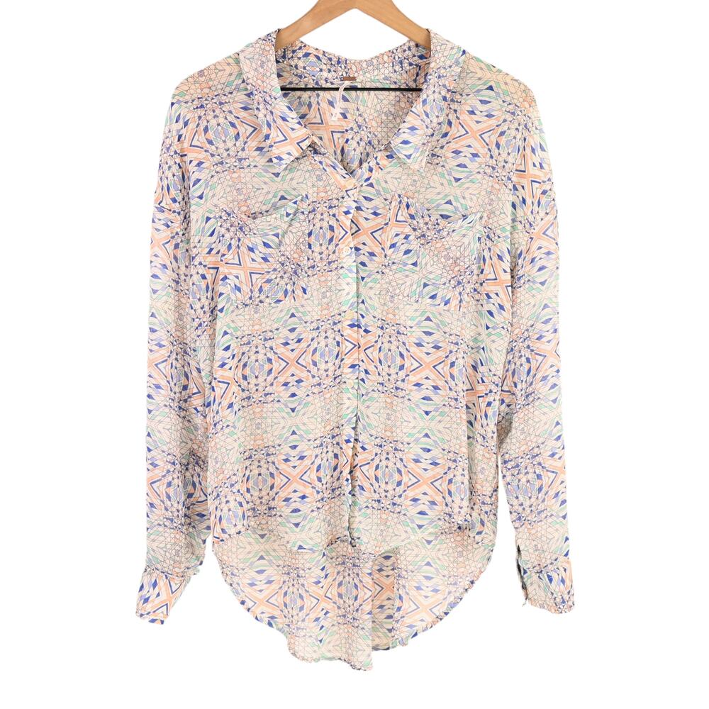 Free People High Low Collared Blouse, Medium